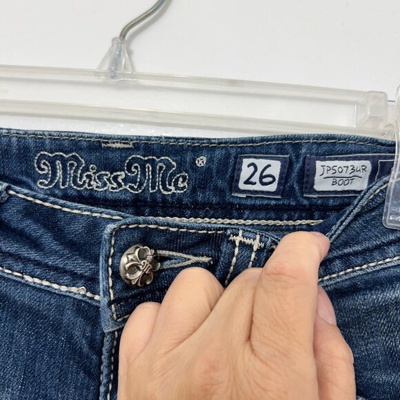 Miss Me Fleur de Lis boot cut embroidered women's jeans size 26 - Picture 6 of 7